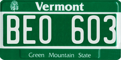 VT license plate BEO603