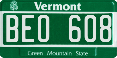 VT license plate BEO608