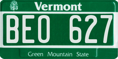 VT license plate BEO627