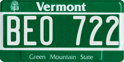 VT license plate BEO722