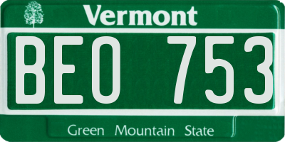 VT license plate BEO753