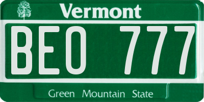 VT license plate BEO777
