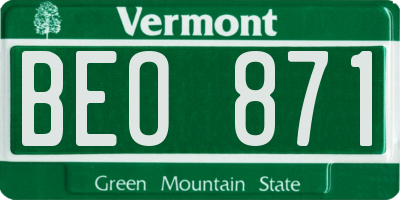 VT license plate BEO871
