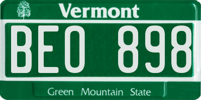 VT license plate BEO898