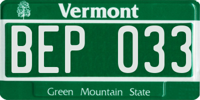 VT license plate BEP033