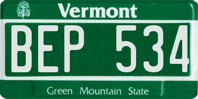VT license plate BEP534