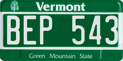 VT license plate BEP543