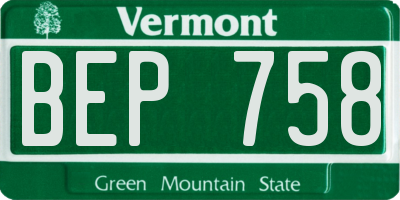 VT license plate BEP758