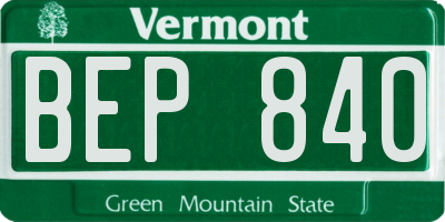 VT license plate BEP840