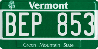 VT license plate BEP853