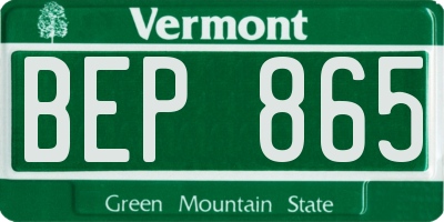 VT license plate BEP865