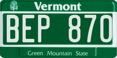 VT license plate BEP870