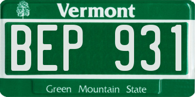 VT license plate BEP931