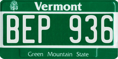 VT license plate BEP936
