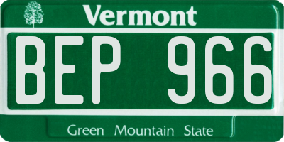 VT license plate BEP966