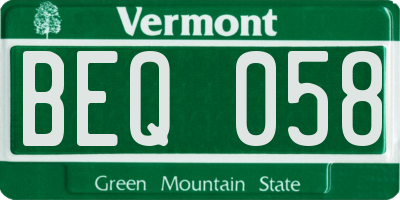 VT license plate BEQ058