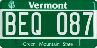 VT license plate BEQ087