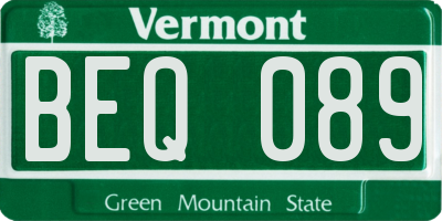 VT license plate BEQ089