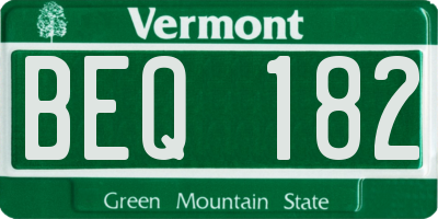 VT license plate BEQ182