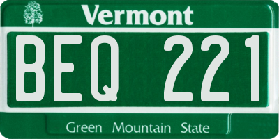 VT license plate BEQ221