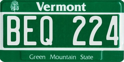 VT license plate BEQ224