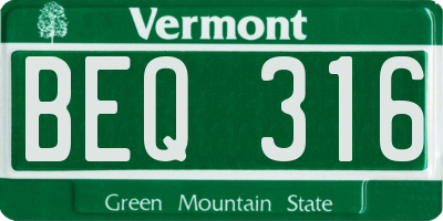 VT license plate BEQ316
