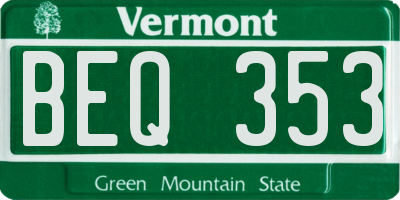 VT license plate BEQ353
