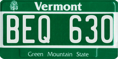 VT license plate BEQ630