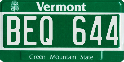 VT license plate BEQ644