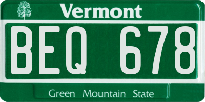 VT license plate BEQ678