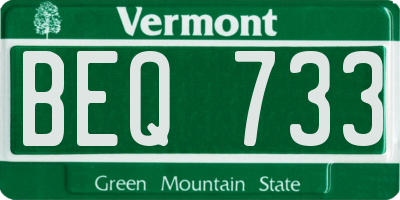 VT license plate BEQ733