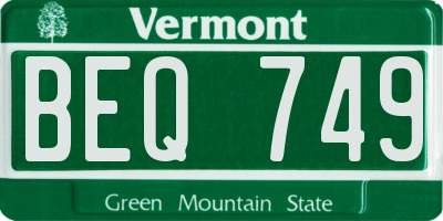 VT license plate BEQ749