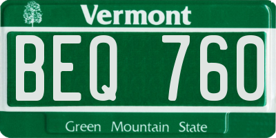 VT license plate BEQ760
