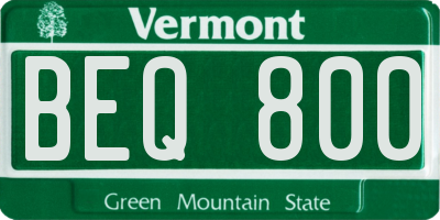 VT license plate BEQ800