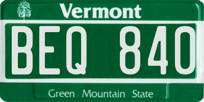 VT license plate BEQ840