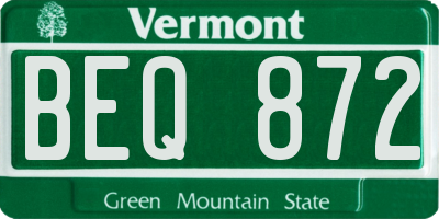 VT license plate BEQ872