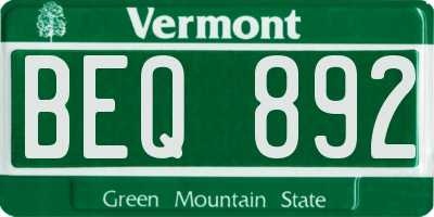 VT license plate BEQ892