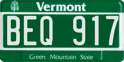 VT license plate BEQ917