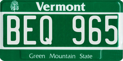 VT license plate BEQ965