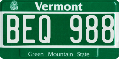VT license plate BEQ988