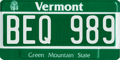 VT license plate BEQ989