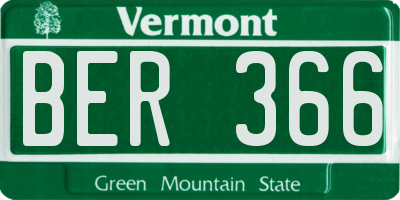 VT license plate BER366
