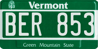 VT license plate BER853