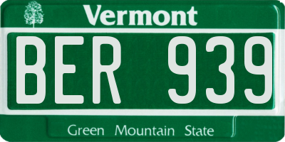 VT license plate BER939