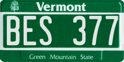 VT license plate BES377