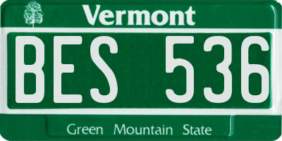 VT license plate BES536