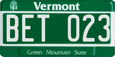 VT license plate BET023