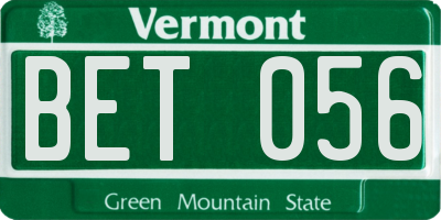 VT license plate BET056