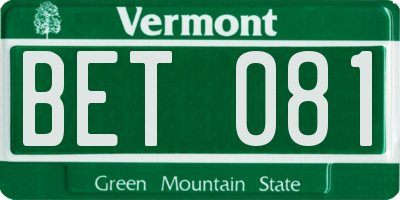 VT license plate BET081