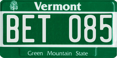 VT license plate BET085